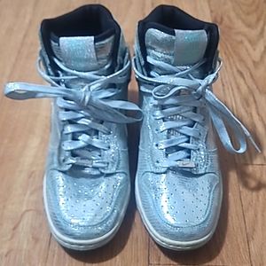 Teal  and Silver Metallic Nike sneaker wedges